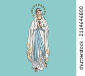 Our Lady of Lourdes Colored Vector Illustration
