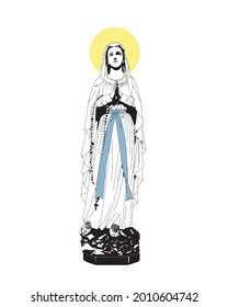 Our Lady of Lourdes Illustration Virgin Mary catholic religious vector