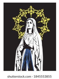 Our Lady of Lourdes Vector Virgin Mary Illustration