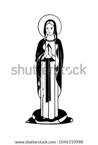 Our Lady Lourdes Vector Virgin Mary Vector de stock (libre de regalías