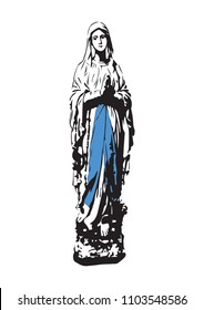 our lady of Lourdes Virgin Mary vector catholic