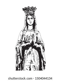 Our lady of Lourdes Virgin Mary catholic vector Illustration