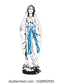 Vektor Stok Our Lady Lourdes Virgin Mary Catholic Tanpa Royalti