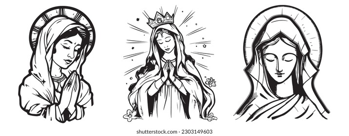 Our Lady Madonna, virgin Mary vector illustration. svg