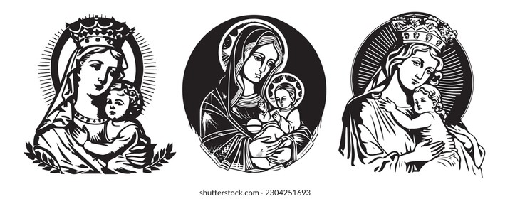 Our Lady Madonna Virgin Mary Mother of Got vector illustration