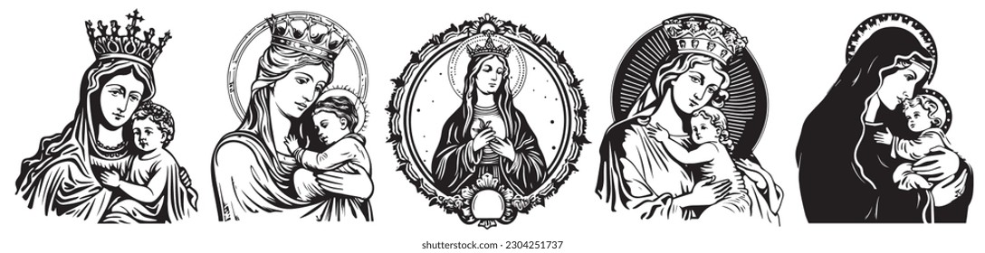 Our Lady Madonna Virgin Mary Mother of Got vector illustration