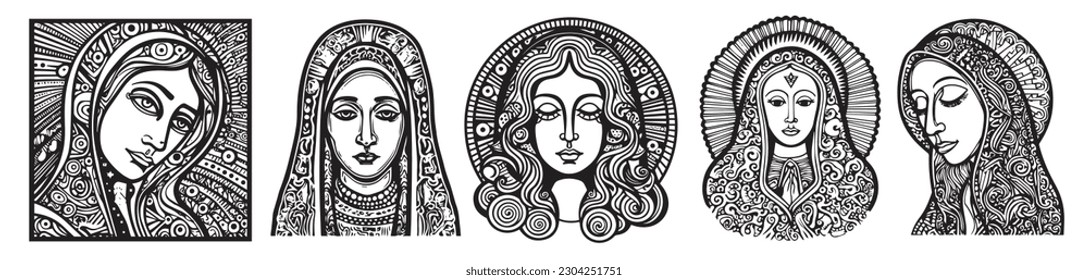 Our Lady Madonna Virgin Mary Mother of Got vector illustration