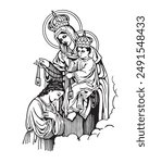 Our Lady of Mount Carmel Illustration Virgin Mary and Child Jesus vector
