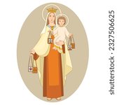 Our Lady of Mount Carmel Vector Illustration