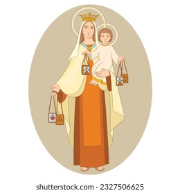 Unsere Lady of Mount Carmel Vector Illustration