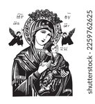 Our lady of perpetual help catholic religious Illustration Virgin Mary and Child Jesus vector