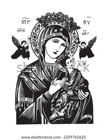 Our lady of perpetual help catholic religious Illustration Virgin Mary and Child Jesus vector Foto d'archivio © 