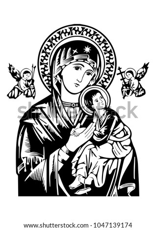 Our Lady of Perpetual Help vector icon virgin Mary Catholic  Foto d'archivio © 