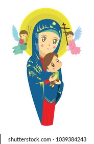 our lady of perpetual helps vector catholic cartoon 