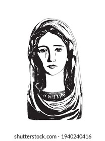 Our Lady of sorrow illustration virgin Mary catholic religious vector