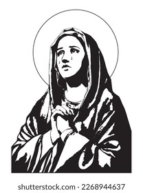 Our Lady of Sorrow vector Virgin Mary catholic religious Illustration