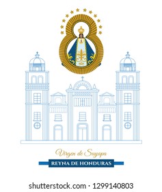 Our Lady Of Suyapa, Basilica, Church, In Tegucigalpa, Honduras, Illustracion, Vector.