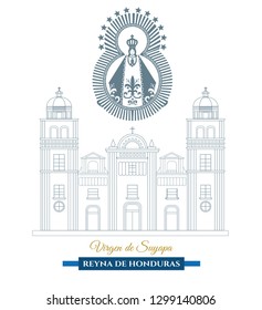 Our Lady Of Suyapa, Basilica, Church, In Tegucigalpa, Honduras, Illustracion, Vector.