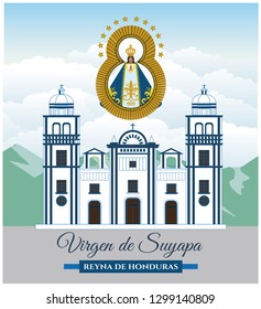 Our Lady Of Suyapa, Basilica, Church, In Tegucigalpa, Honduras, Illustracion, Vector.