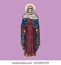 Our Lady of Tears Colored Vector Illustration