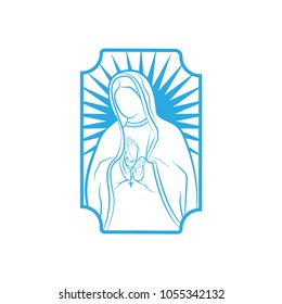 Our Lady Vector Logo illustrations outline template. Our Lady of lourdes, Blessed Mary Logo vector design template.