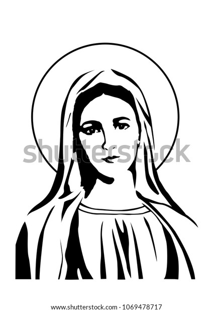 Image Vectorielle De Stock De Notre Femme Vierge Marie Face Image