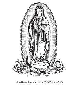 Our Lady virgin Mary. Vector illustration silhouette svg, laser cutting cnc. svg