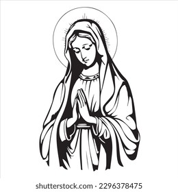 Our Lady virgin Mary. Vector illustration silhouette svg, laser cutting cnc.