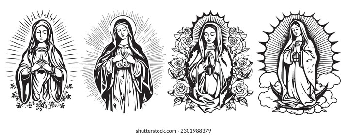 Our Lady virgin Mary vector illustration silhouette svg, laser cutting cnc. svg
