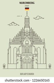 Our Lady's Church (Frauenkirche) in Nuremberg, Germany. Landmark icon in linear style