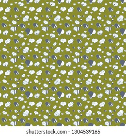 Our love is happy. Seamless pattern colorful summer style label illustration with nice elements. Love card. Love and unusual designs. Vector illustration.