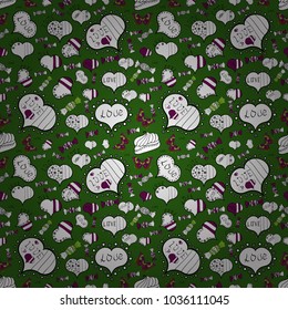 Our love is happy. Vector illustration. Seamless pattern colorful summer style label illustration with nice elements. Love and unusual designs. Love card.