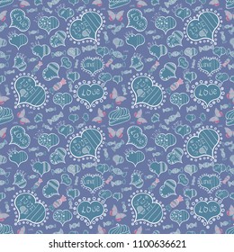 Our love is happy. Vector illustration. Seamless pattern colorful summer style label illustration with nice elements. Love and unusual designs. Love card.