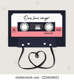 Our love songs cassette vector illustration