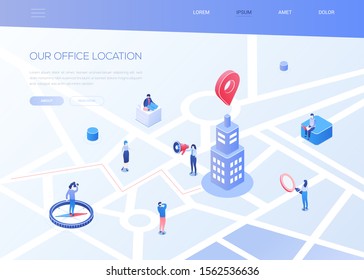 Our office location - modern colorful isometric web banner