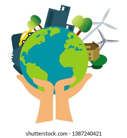Our planet is in our hands illustration vector on white background