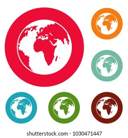 Our planet icons circle set vector isolated on white background