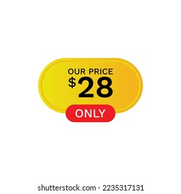Nuestro precio 28 $ solamente, etiqueta, precio, etiqueta de precio, descuento