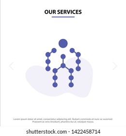 Our Services Action, Bones, Capture, Human, Motion Solid Glyph Icon Web card Template