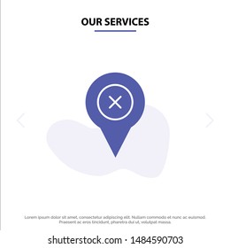 Our Services Add, Pin, Location, Map Solid Glyph Icon Web card Template. Vector Icon Template background