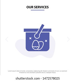 Our Services Basket, Cart, Egg, Easter Solid Glyph Icon Web card Template