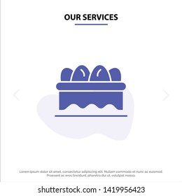 Our Services Basket, Easter, Egg Solid Glyph Icon Web card Template