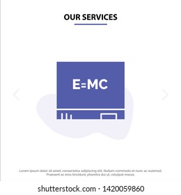 Our Services Board, Education, Formula Solid Glyph Icon Web card Template
