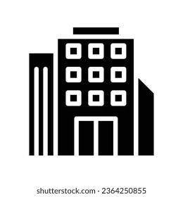 Our Services Building, Office glyph icon. High rise office construction, conference room. apartment house, business area. flat or solid pictogram Vector illustration. design on white background. EPS10