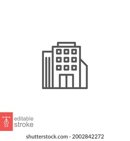 Our Services Building Office line icon. High rise construction, tall urban Architecture for city, financial district workplace editable stroke Vector illustration design on white background EPS 10