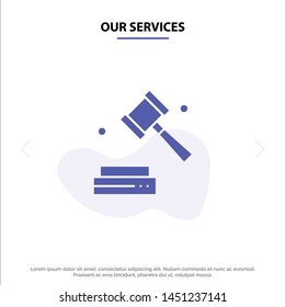 Our Services Business, Copyright, Digital, Law Solid Glyph Icon Web card Template