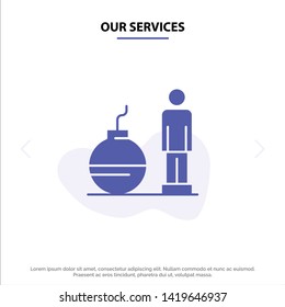 Our Services Business, Debt, Modern, Problem Solid Glyph Icon Web card Template