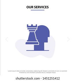 Our Services Business, Decisions, Modern, Strategic Solid Glyph Icon Web card Template