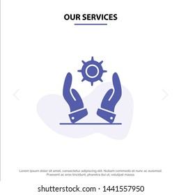 Our Services Business, Development, Modern, Solutions Solid Glyph Icon Web card Template