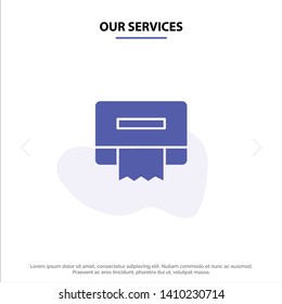 Our Services Cleaning, Paper, Tissue Solid Glyph Icon Web card Template